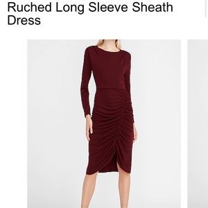 Express ruched long sleeve sheath dress large